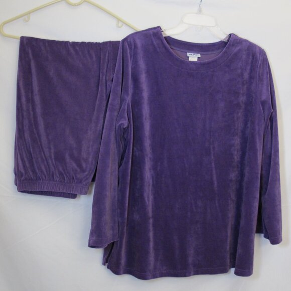 Vicki Wayne purple velour pant set PXL - Picture 1 of 6